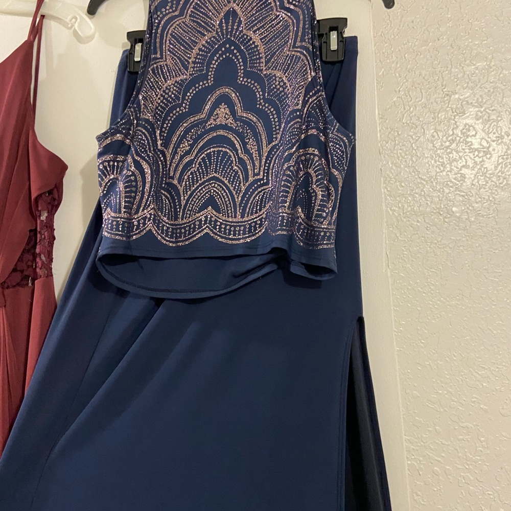 6/8 prom dress. Two pieces with slit up leg.